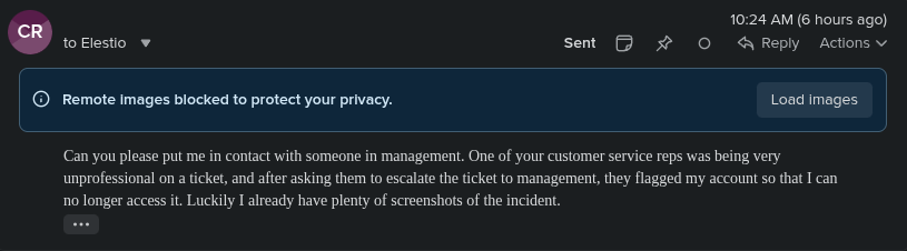 Request for management contact